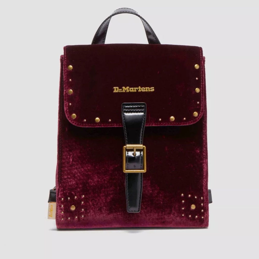Dr. Martens Burgundy Mini Velvet Backpack